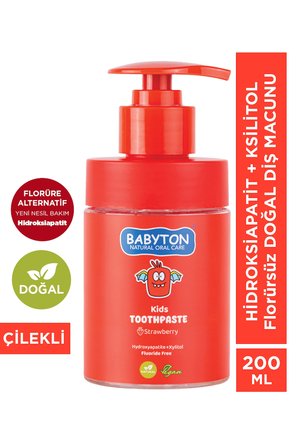 Doğal Çilekli Hidroksiapatit + Ksilitol Florürsüz Pompalı 200 ml