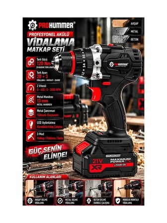 Prohummer PHM003 BLACKFORCE Profesyonel Kömürsüz Akülü 4lü Vidalama Seti - 21V 4Ah 700Nm Somun Sökme, Vidalama Matkap, Kırıcı Delici ve Avuç Taşlama