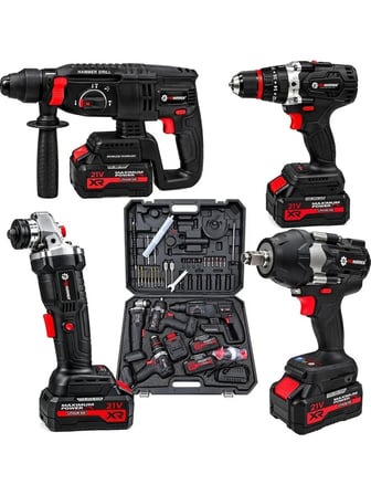 Prohummer PHM003 BLACKFORCE Profesyonel Kömürsüz Akülü 4lü Vidalama Seti - 21V 4Ah 700Nm Somun Sökme, Vidalama Matkap, Kırıcı Delici ve Avuç Taşlama