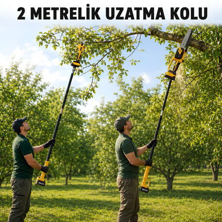 Prohummer PHM010 Teleskopik Uzatma Çubuğu - 2M Metal , Dal budama makası ve testere uyumlu (Sarı)