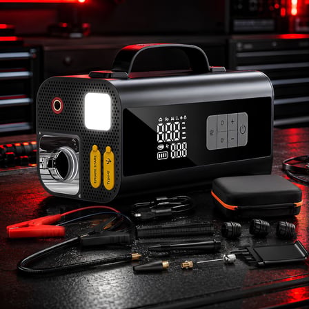 Prohummer PHM014 Jump Starter - Çok Fonksiyonlu 10 u 1 Arada Süpürgeli Kompresörlü Akü Takviye Cihazı 12000mAh - Powerbank