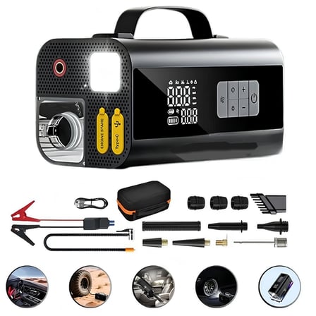 Prohummer PHM014 Jump Starter - Çok Fonksiyonlu 10 u 1 Arada Süpürgeli Kompresörlü Akü Takviye Cihazı 12000mAh - Powerbank