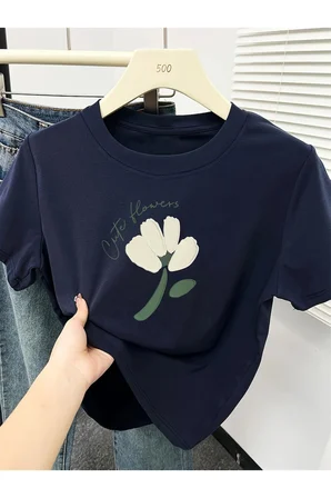 Unisex Cute Flowers Baskılı Tasarım Tshirt