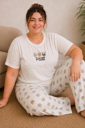 Luna Kısa Kol Kadın Pijama Takımı – Yumuşak Dokulu, Nefes Alabilir, Rahat Ev Giyim Seti