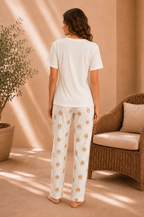 Luna Kısa Kol Kadın Pijama Takımı – Yumuşak Dokulu, Nefes Alabilir, Rahat Ev Giyim Seti