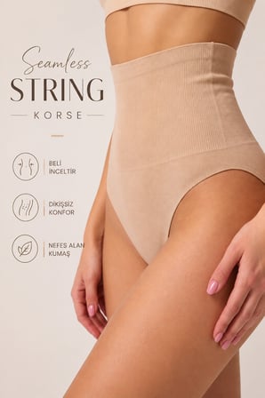 Yüksek Bel Lazer Kesim String Korse Külot İz Yapmayan İnceltici Sıkılaştırıcı Göbek Karın Bel Toparlayıcı