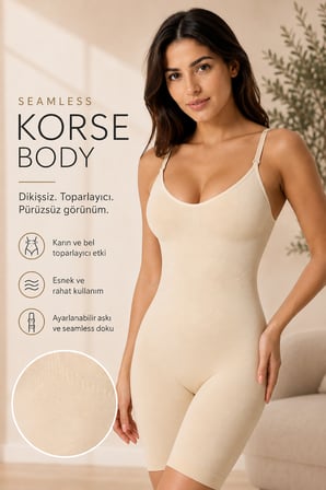 Tam Boy Korse İz Yapmayan İnceltici Sıkılaştırıcı Göbek Karın Bel Basen ve Bacak Toparlayıcı