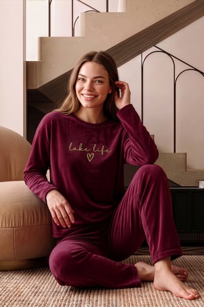 Nisanca Kışlık Kadın Kadife Pijama Takımı - Süper Soft Serisi