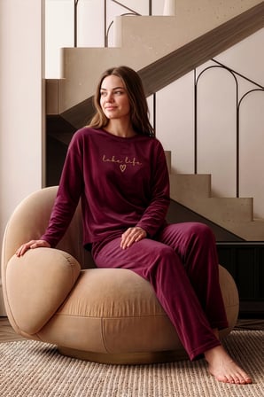 Nisanca Kışlık Kadın Kadife Pijama Takımı - Süper Soft Serisi
