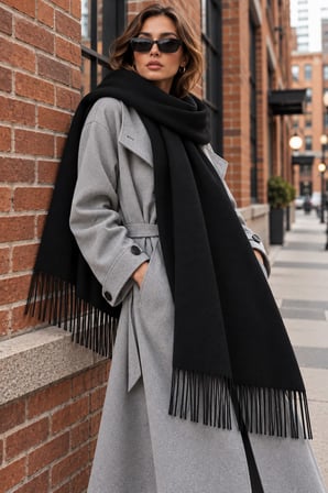 Soft Feel Kadın Atkı Şal – Yumuşak Dokulu Geniş Oversize Püsküllü Omuz Şalı