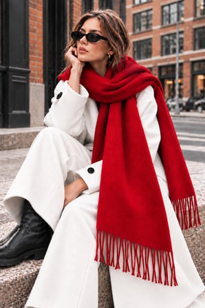 Soft Feel Kadın Atkı Şal – Yumuşak Dokulu Geniş Oversize Püsküllü Omuz Şalı