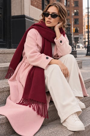 Soft Feel Kadın Atkı Şal – Yumuşak Dokulu Geniş Oversize Püsküllü Omuz Şalı