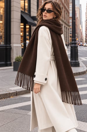 Soft Feel Kadın Atkı Şal – Yumuşak Dokulu Geniş Oversize Püsküllü Omuz Şalı