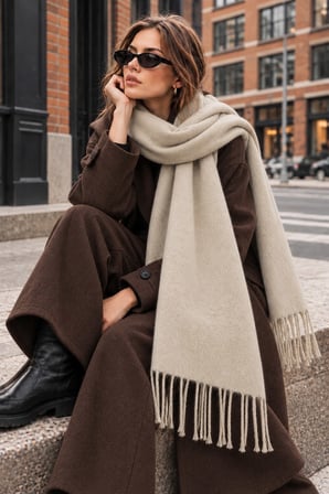 Soft Feel Kadın Atkı Şal – Yumuşak Dokulu Geniş Oversize Püsküllü Omuz Şalı