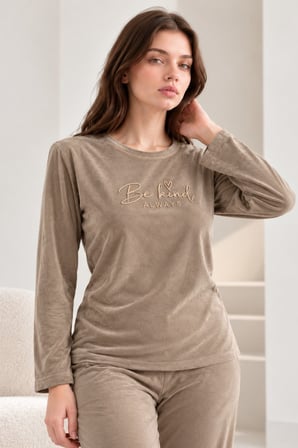 Nisanca Kışlık Kadın Kadife Pijama Takımı - Süper Soft Serisi