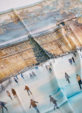 Pure Paris Çok Renkli Kadın Fular Christmas Skating