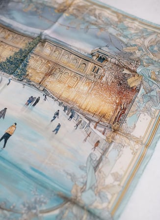 Pure Paris Çok Renkli Kadın Fular Christmas Skating