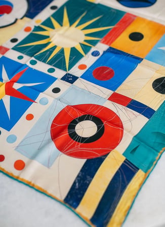 Pure Paris Çok Renkli Kadın Geometrik Desen Fular Prismatic Flow