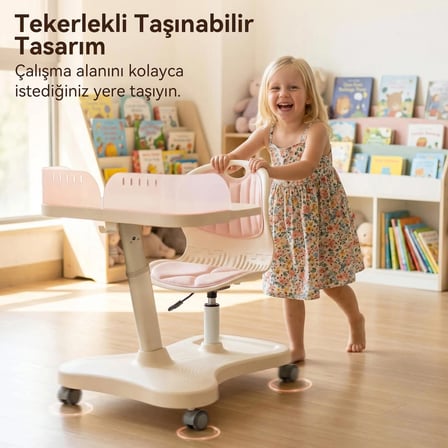 Bonny Mobil Çocuk Çalışma Masası ve Sandalye Seti Pembe
