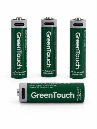 GreenTouch AA USB-C Şarj Edilebilir Kalem Pil — 4'lü