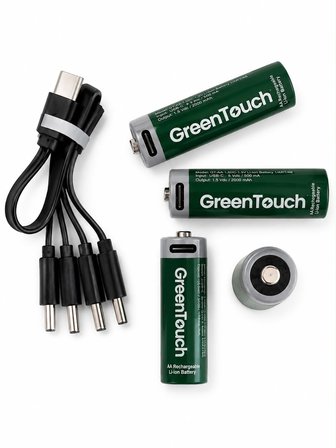 GreenTouch AA USB-C Şarj Edilebilir Kalem Pil — 4'lü