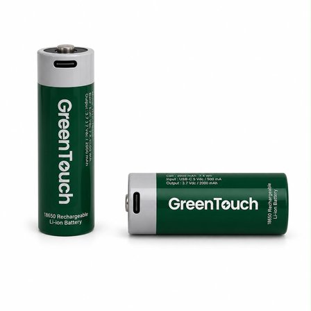 GreenTouch 18650 USB-C Şarj Edilebilir Pil — 2'li