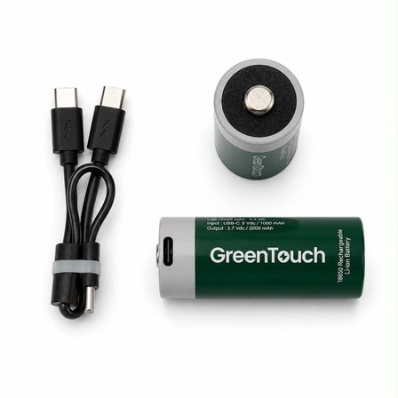 GreenTouch 18650 USB-C Şarj Edilebilir Pil — 2'li