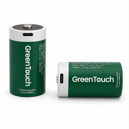 GreenTouch D USB-C Şarj Edilebilir Büyük Boy Pil — 2'li