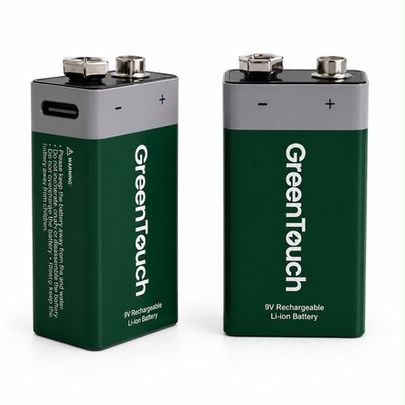 GreenTouch 9V USB-C Şarj Edilebilir Pil — 2'li