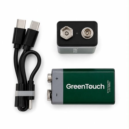 GreenTouch 9V USB-C Şarj Edilebilir Pil — 2'li