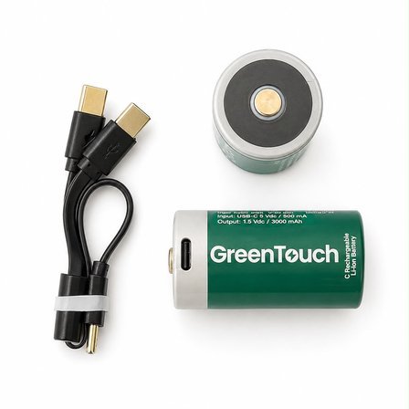 GreenTouch C USB-C Şarj Edilebilir Orta Boy Pil — 2'li