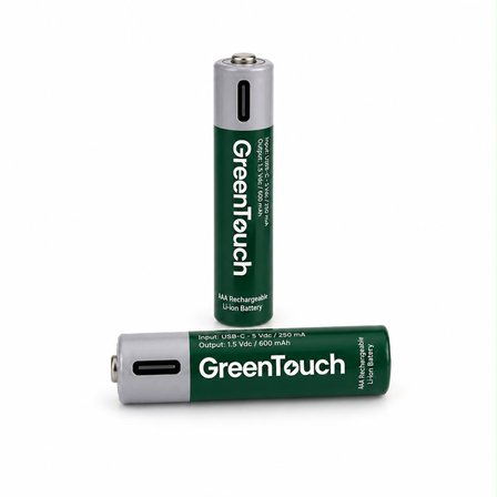 GreenTouch AAA USB-C Şarj Edilebilir İnce Kalem Pil — 2'li