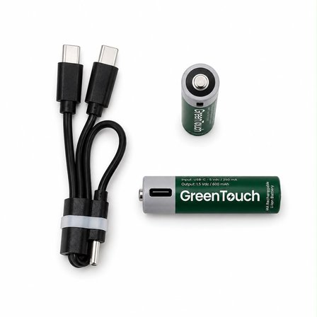 GreenTouch AAA USB-C Şarj Edilebilir İnce Kalem Pil — 2'li