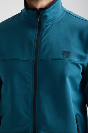 Petrol Mavisi  Erkek Luxe Eşofman Takımı Rahat Kalıp Manşetli Minimal Logo