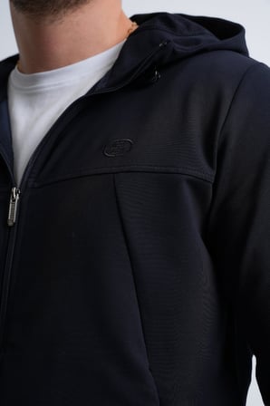 Lacivert Erkek Fermuarlı Kapüşonlu Gizli Cep Detaylı Eşofman Takımı Lacivert undefined