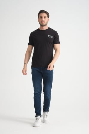 Siyah Shooter Erkek Pamuklu T-Shirt Premium Kalite Minimal Tasarım Regular Kalıp