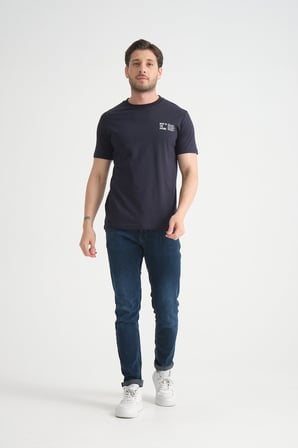 Lacivert Shooter Erkek Pamuklu T-Shirt Premium Kalite Minimal Tasarım Regular Kalıp