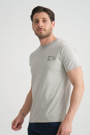 Gri Shooter Erkek Pamuklu T-Shirt Premium Kalite Minimal Tasarım Regular Kalıp