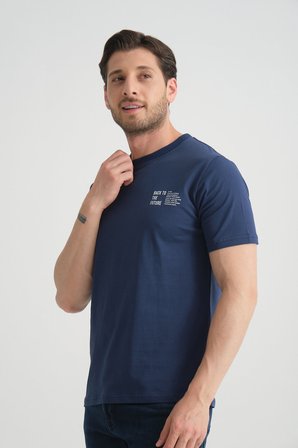 İndigo Shooter Erkek Pamuklu T-Shirt Premium Kalite Minimal Tasarım Regular Kalıp