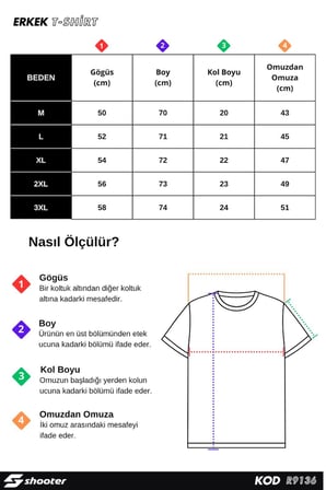 İndigo Shooter Erkek Pamuklu T-Shirt Premium Kalite Minimal Tasarım Regular Kalıp