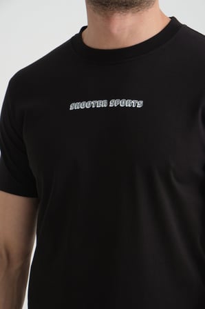 Siyah  Erkek Bisiklet Yaka Tişört Premium Pamuklu Yüksek Kalite Regular Fit
