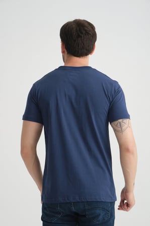 İndigo  Erkek Bisiklet Yaka Tişört Premium Pamuklu Yüksek Kalite Regular Fit
