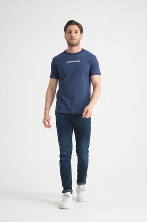 İndigo  Erkek Bisiklet Yaka Tişört Premium Pamuklu Yüksek Kalite Regular Fit
