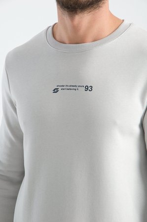 Taş Erkek Üç İplik Sweatshirt Regular Fit Pamuklu Bisiklet Yaka Günlük Spor Basic