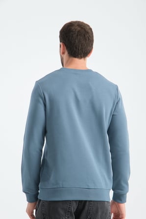 Orman Yeşili Erkek Üç İplik Sweatshirt Regular Fit Pamuklu Bisiklet Yaka Günlük Spor Basic Orman Yeşili XL