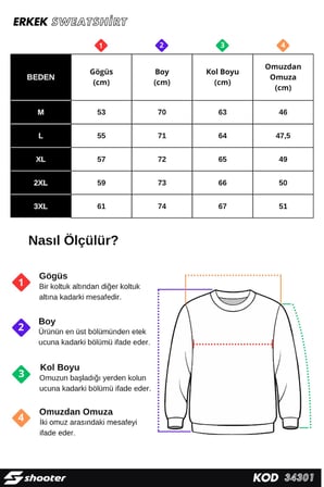 Siyah Erkek Üç İplik Sweatshirt Şardonsuz Pamuklu Regular Fit Bisiklet Yaka Spor Sweat Siyah XL