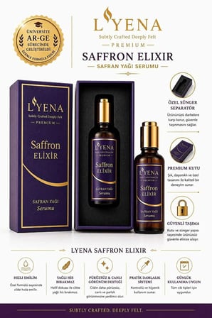 LYENA Premium Saffron Elixir Safran Yağı Cilt Bakım Serumu 50 ml – Canlı ve Parlak Görünüm Destekleyici Serum