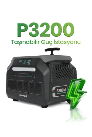 GoboEnergy P3200 2048Wh LiFePO4 3200W Max. Taşınabilir Güç İstasyonu,Güç Kaynağı