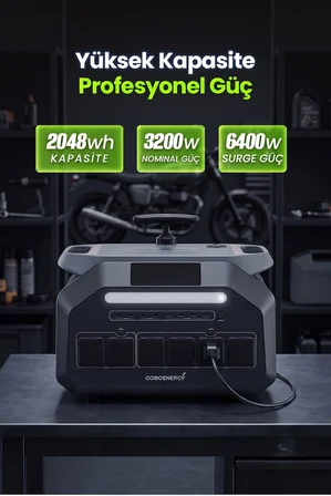 GoboEnergy P3200 2048Wh LiFePO4 3200W Max. Taşınabilir Güç İstasyonu,Güç Kaynağı