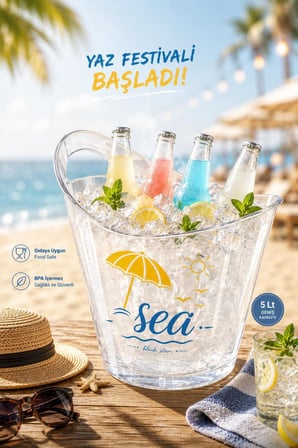 Galeriyo Sea 5 Lt. İçecek ve Buz Kovası – Taşınabilir 